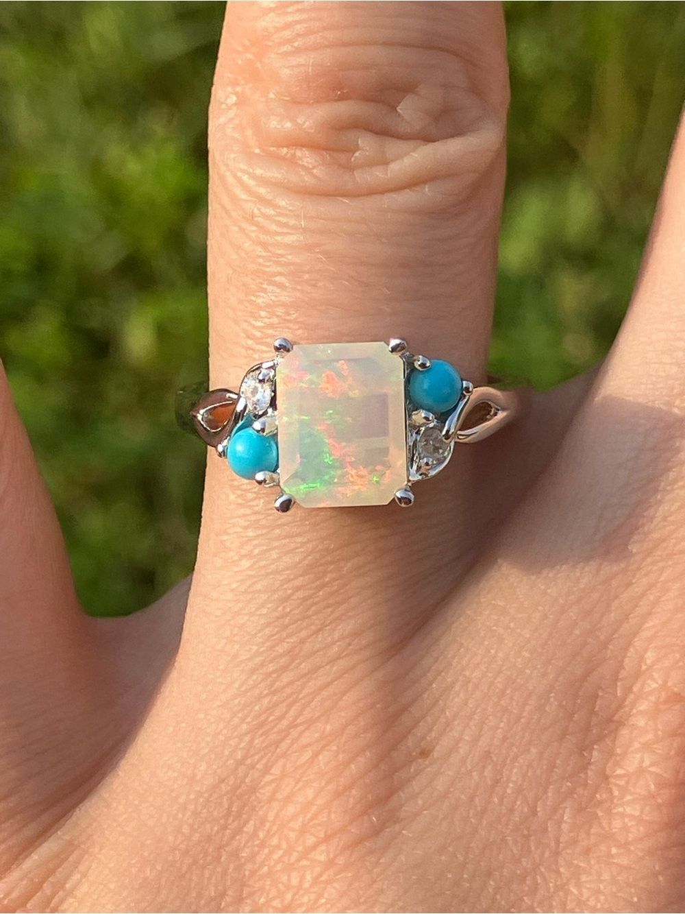 Ethiopian Opal Sleeping Beauty Turquoise Sterling Silver Ring Size 7.75
